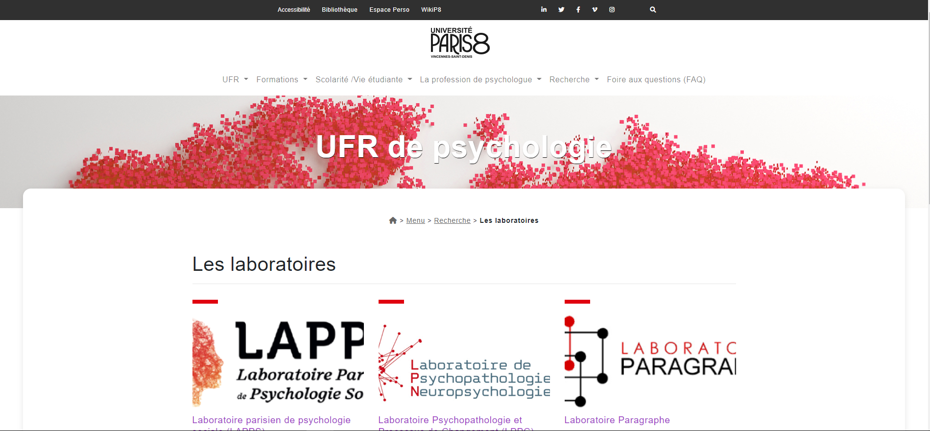 image site de UFR de psychologie de Paris 8